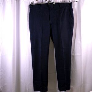VTG JCPenney Comfort Slacks Mens 42x32 Navy Blue High Rise Dress Pants Trousers
